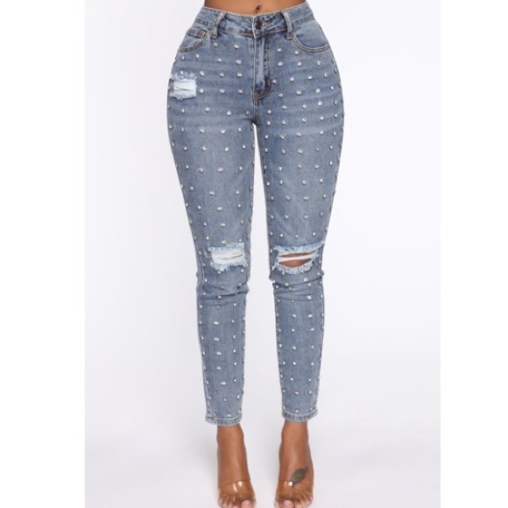 “Dripped in Ice” Mid-Rise fashion skinny jean